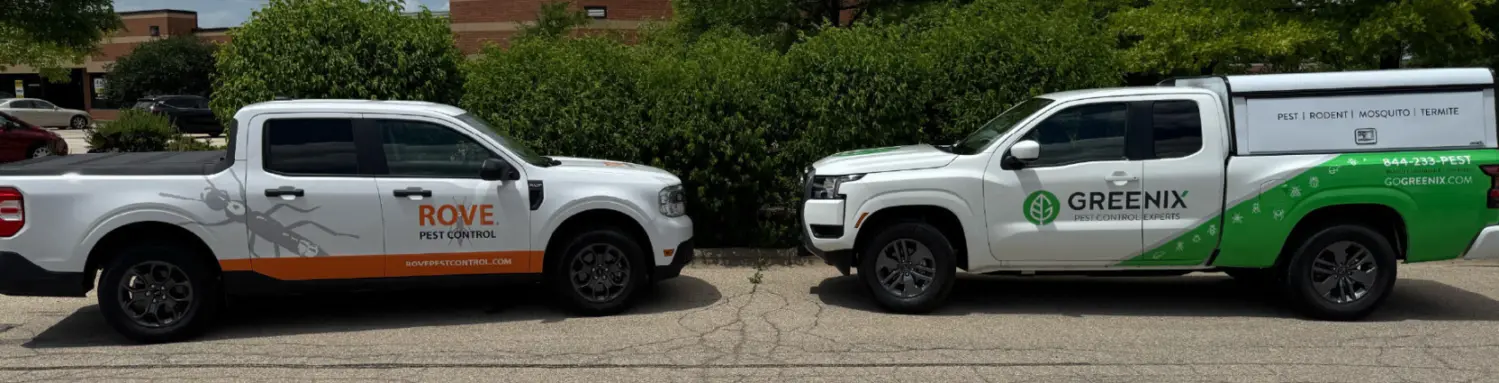 Rove Pest Control & Greenix trucks